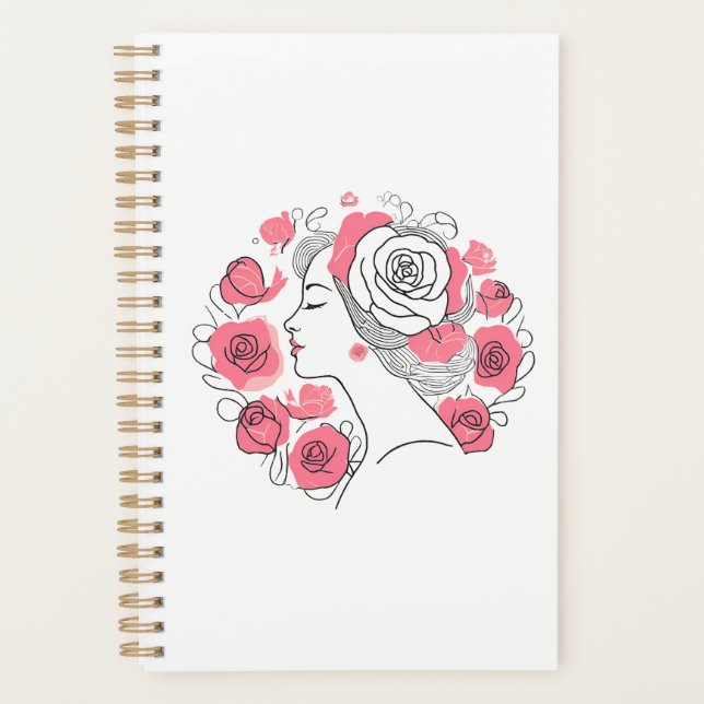 Elegant woman abstract peaceful pink planner (Front)