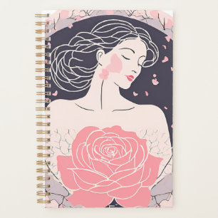 Elegant woman abstract peaceful pink planner