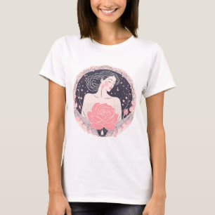 Elegant woman abstract peaceful pink tshirt