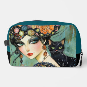 Elegant Woman and Cat Dopp Kit