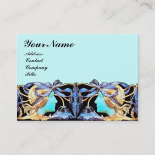 ELEGANT WOMAN BEAUTY JEWEL /LADY,BLUE BOW,FLOWERS BUSINESS CARD