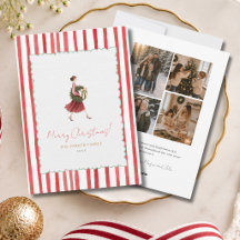 Elegant Woman Christmas Wreath Red Stripes Photo