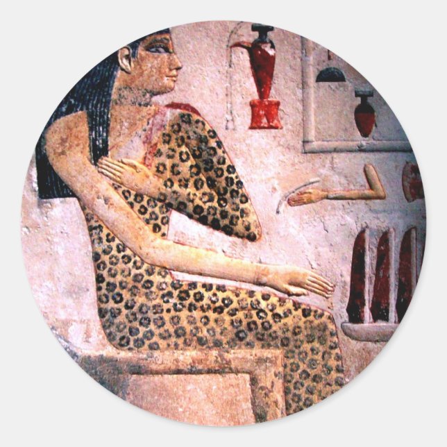 ELEGANT WOMAN ,FASHION AND BEAUTY OF ANTIQUE EGYPT CLASSIC ROUND STICKER (Front)