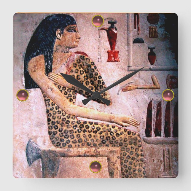 ELEGANT WOMAN ,FASHION AND BEAUTY OF ANTIQUE EGYPT SQUARE WALL CLOCK (Front)
