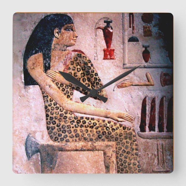 ELEGANT WOMAN ,FASHION AND BEAUTY OF ANTIQUE EGYPT SQUARE WALL CLOCK (Front)