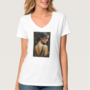 Elegant Woman in 3D Micro Mosaic – Luxury Black T-Shirt
