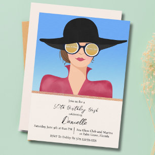 Elegant Woman In Birthday Sunglasses Invitation