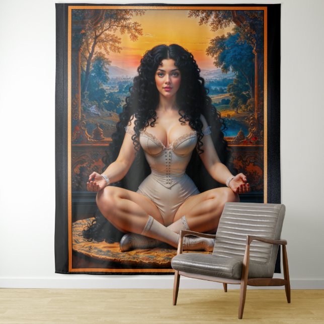 Elegant Woman In Meditative Harmony by Xzendor7 Tapestry (In Situ)