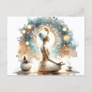 Elegant woman in yoga pose post card