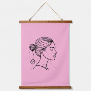 Elegant Woman Line Art Hanging Tapestry