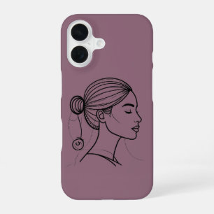 Elegant Woman Line Art Profile Minimalist Femini iPhone 16 Case