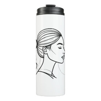 Elegant Woman Line Art Thermal Tumbler