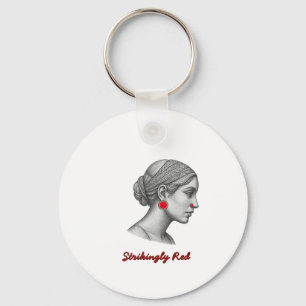 Elegant Woman Minimalist Portrait Key Ring