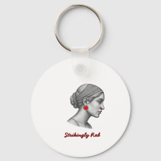 Elegant Woman Minimalist Portrait Key Ring