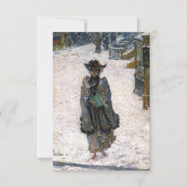 Elegant Woman on Christmas Morning (Childe Hassam) Card (Front)