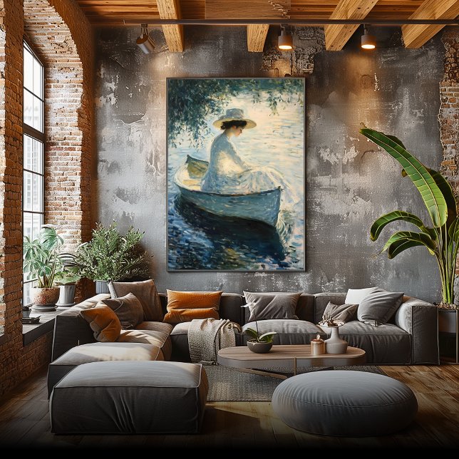 Elegant Woman on Rowboat at Sunset – Impressionist Poster (Creator Uploaded)