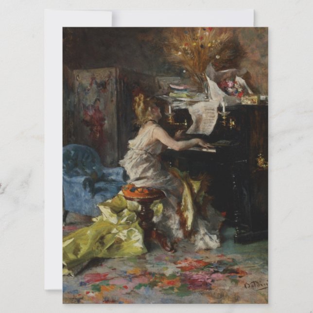 Elegant Woman Playing the Piano (Giovanni Boldini) Card (Front)