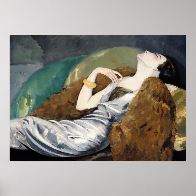 Elegant Woman Relaxing on Sofa Vintage Art Poster (Front)