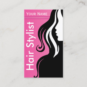 Elegant Woman Salon Hair Stylist   Pink Business Card