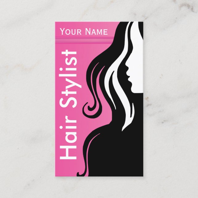 Elegant Woman Salon Hair Stylist | Pink Business Card (Front)