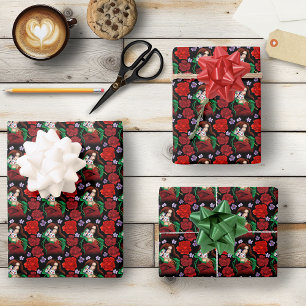 Elegant Woman Venetian Mask Red Green Wrapping Paper Sheet