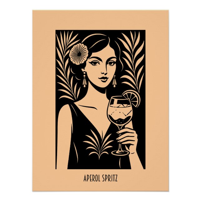 Elegant Woman with Aperol Spritz – Vintage Cocktai Poster (Front)