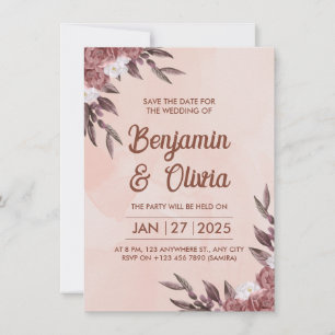 Elegant Woman with Peonies Watercolor Art Print Invitation