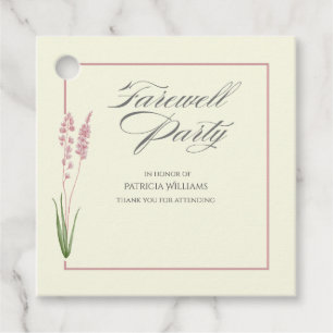 Elegant Womans Pastel Wildflower Farewell Party Favour Tags