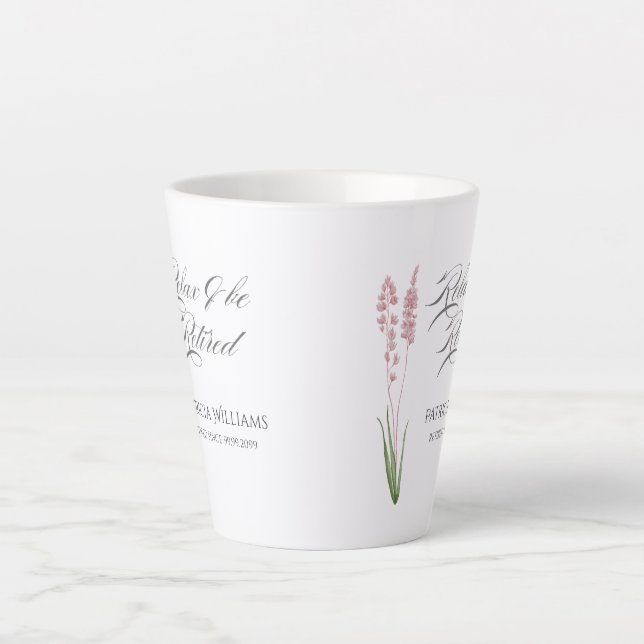 Elegant Womans Pastel Wildflower Retirement Party Latte Mug (Front)