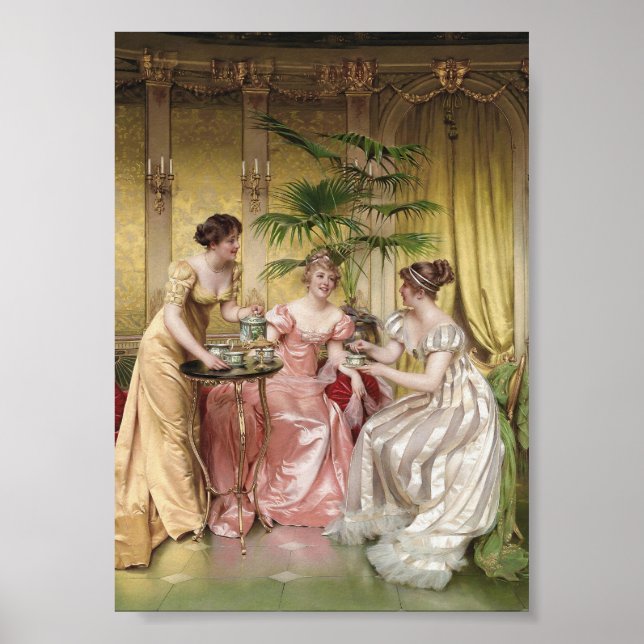 Elegant Women Afternoon Tea Vintage Wall Art (Front)