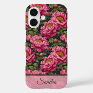 Elegant Women Gift Peony Name iPhone 16 Case