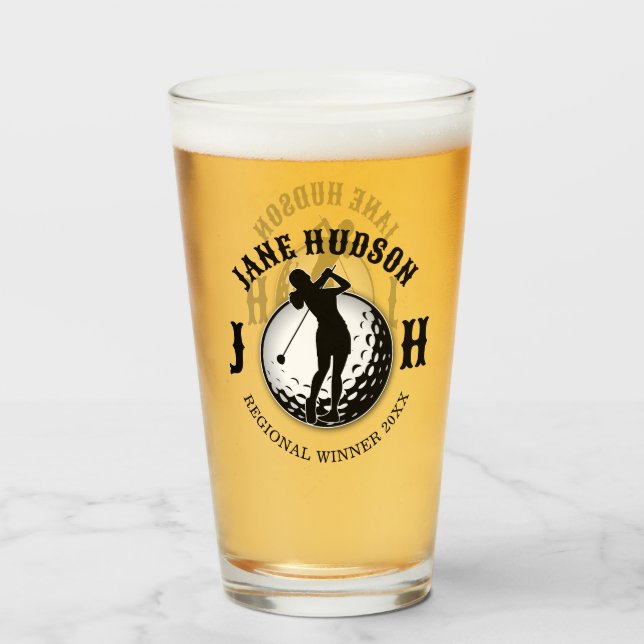 Elegant Women Golf Monogram Design Glass (Front Filled)