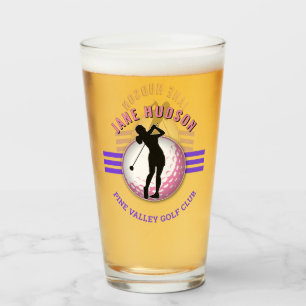 Elegant Women Golfer Design Glass