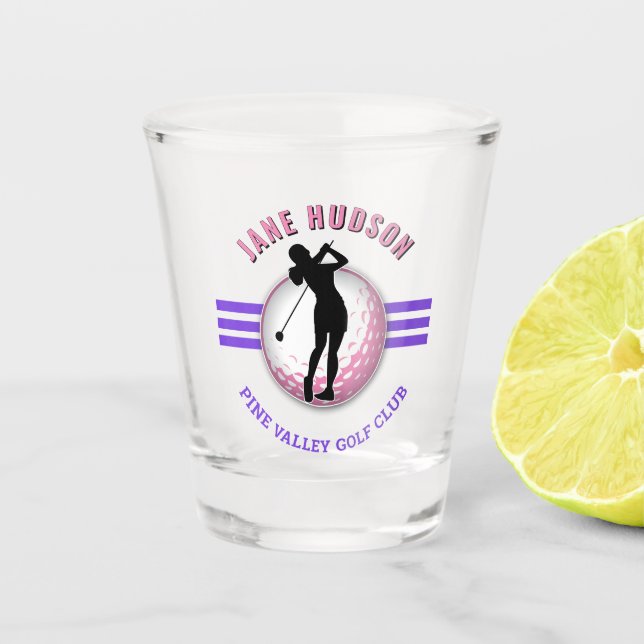 Elegant Women Golfer Design Shot Glass (Front)