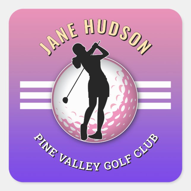 Elegant Women Golfer Design Square Sticker (Front)