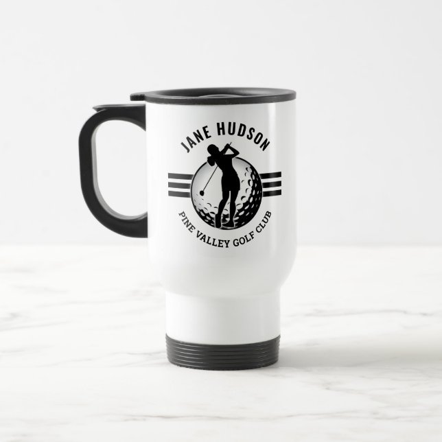 Elegant Women Golfer Design Travel Mug (Left)