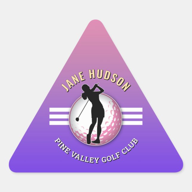 Elegant Women Golfer Design Triangle Sticker (Front)