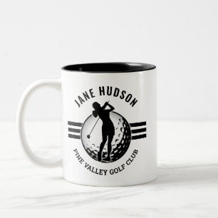 Elegant Women Golfer Design Two-Tone Coffee Mug
