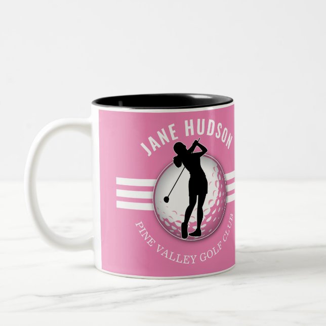 Elegant Women Golfer Design Two-Tone Coffee Mug (Left)