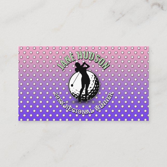 Elegant Women Golfer Monogram Design Business Card (Front)
