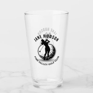 Elegant Women Golfer Monogram  Design Glass