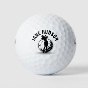 Elegant Women Golfer Monogram Design Golf Balls