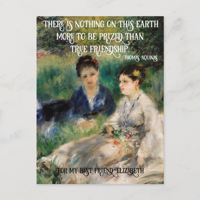 Elegant Women Renoir Artwork Best Friend Quote Postcard (Front)