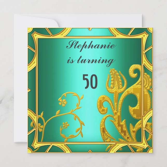 Elegant women's Birthday Party Green Teal Invitation (Front)