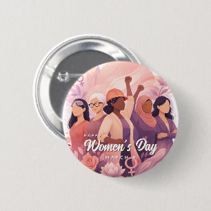 Elegant Women's Day Celebration Floral March 8 6 Cm Round Badge