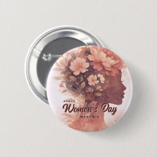 Elegant Women's Day Celebration Floral March 8 6 Cm Round Badge