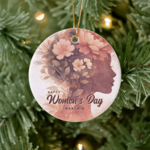 Elegant Women's Day Celebration Floral March 8 Ceramic Tree Decoration