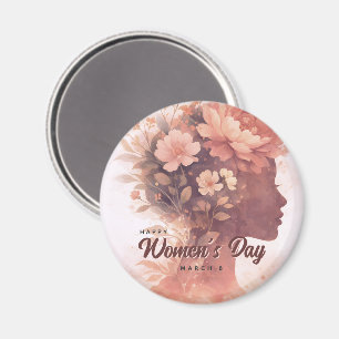 Elegant Women's Day Celebration Floral March 8 Magnet