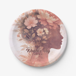 Elegant Women's Day Celebration Floral March 8 Paper Plate