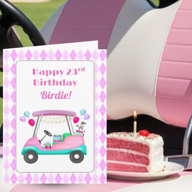 Elegant Women's Golf Party Cart 23rd Birthday   Card (Creator Uploaded)